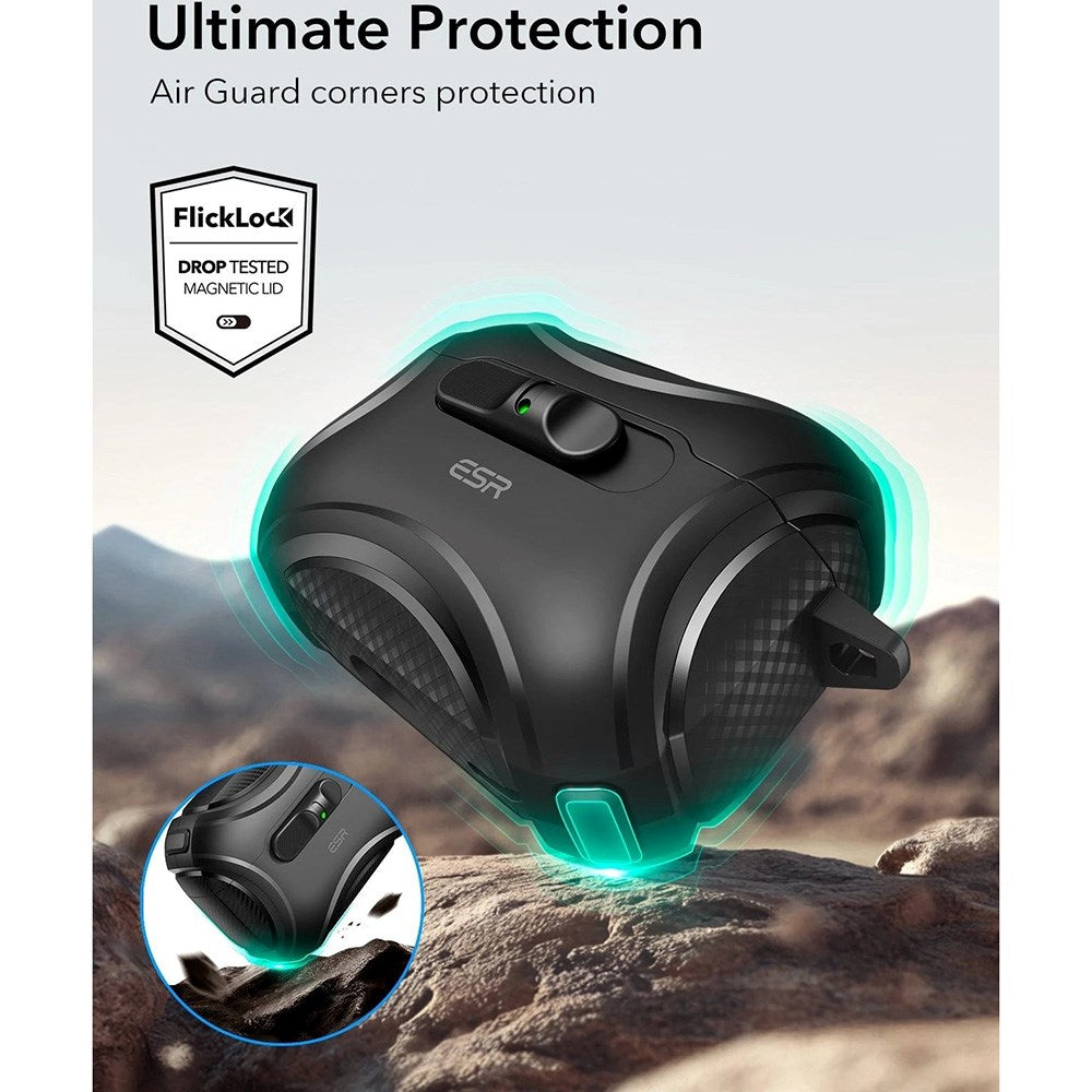 ESR AirPods Pro (3. gen.) Cyber FlickLock Cover m. Karabinhage - Sort