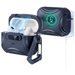 ESR AirPods Pro (3. gen.) Cyber FlickLock Cover m. Karabinhage - Mørkeblå