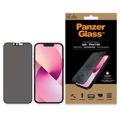 iPhone 13 Mini PanzerGlass AntiBacterial Edge-to-Edge Skærmbeskyttelse - Case Friendly - Privacy - Sort Kant