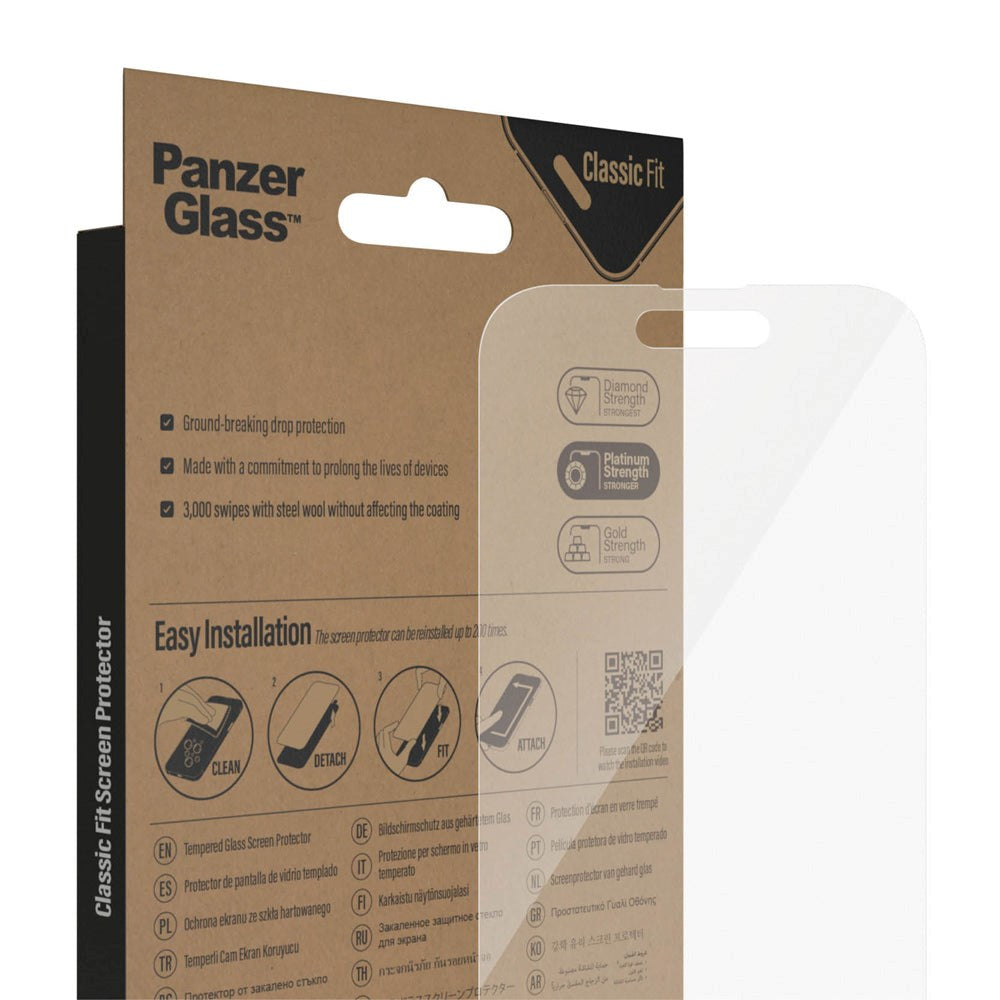 iPhone 14 Pro PanzerGlass AntiBacterial Classic Fit Skærmbeskyttelse - Platinum Strength - Gennemsigtig