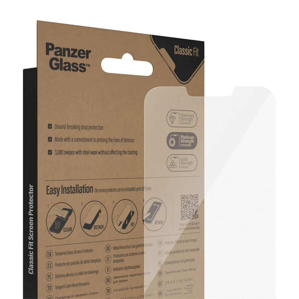 iPhone 14 Plus / 13 Pro Max PanzerGlass AntiBacterial Classic Fit Skærmbeskyttelse - Platinum Strength - Gennemsigtig