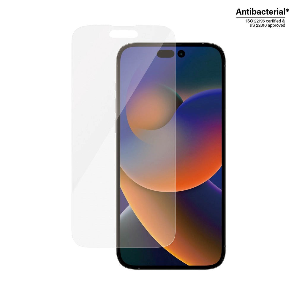 iPhone 14 Pro Max PanzerGlass AntiBacterial Classic Fit Skærmbeskyttelse - Platinum Strength - Gennemsigtig