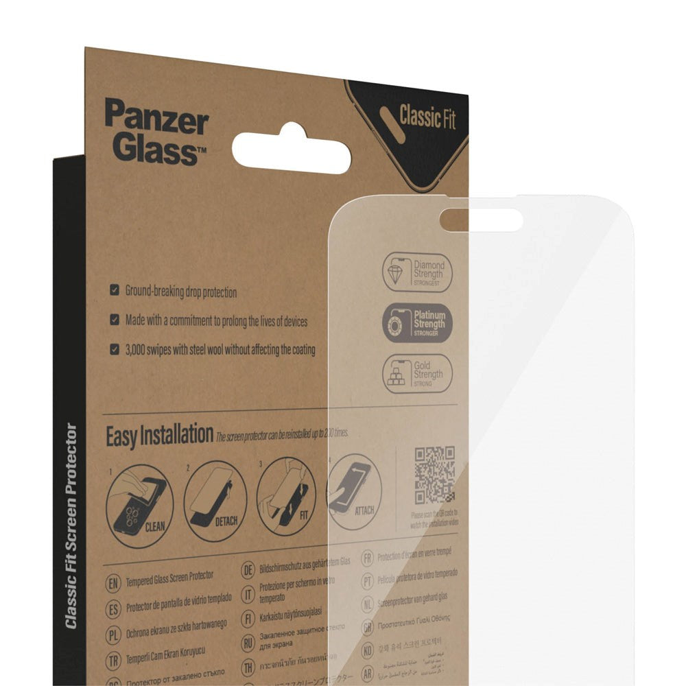 iPhone 14 Pro Max PanzerGlass AntiBacterial Classic Fit Skærmbeskyttelse - Platinum Strength - Gennemsigtig