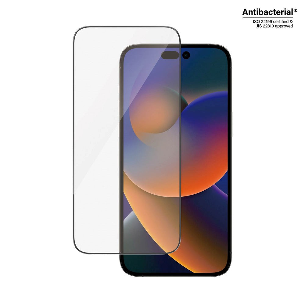 iPhone 14 Pro Max PanzerGlass AntiBacterial Ultra-Wide Fit Skærmbeskyttelse - Diamond Strength - Gennemsigtig