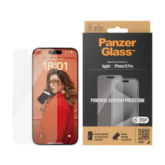 iPhone 15 Pro PanzerGlass Classic Fit Skærmbeskyttelse - Platinum Strength - Gennemsigtig