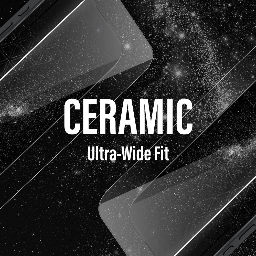 iPhone 16 Pro PanzerGlass Ultra Wide Fit Ceramic Skærmbeskyttelse m. EasyAligner - Sort Kant