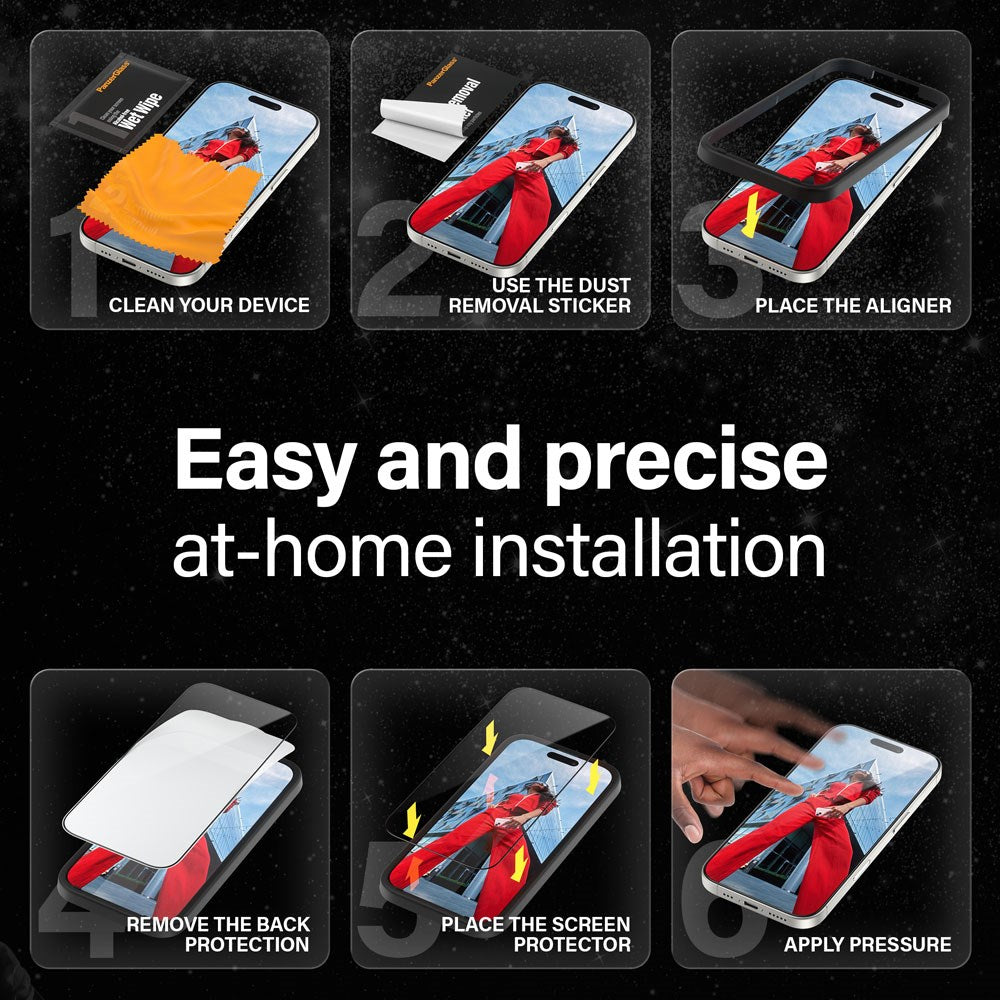 iPhone 16 Pro PanzerGlass Ultra Wide Fit Ceramic Skærmbeskyttelse m. EasyAligner - Sort Kant