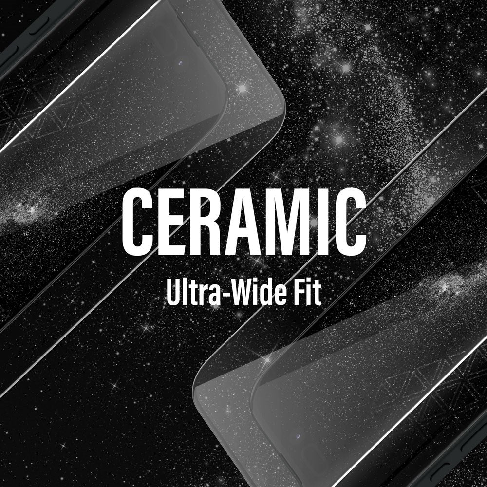 iPhone 15 Plus / 16 Plus PanzerGlass Ultra Wide Fit Ceramic Skærmbeskyttelse m. EasyAligner - Sort Kant