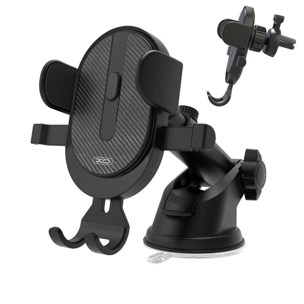 XO C60 Universal Mobilholder til Bil - Instrumentbræt og Ventilationsanlæg - Maks Mobil: 60 - 93mm - Sort