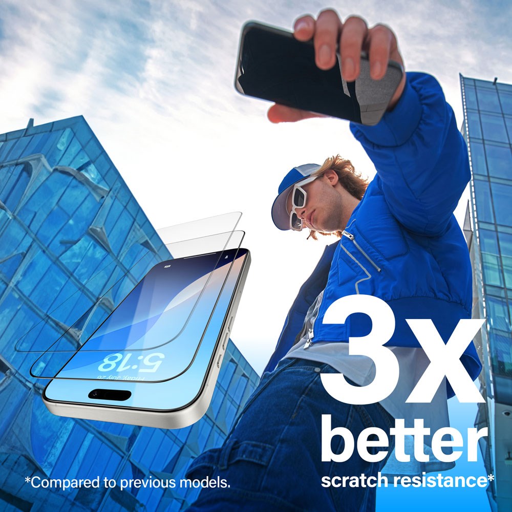 iPhone 16 Pro PanzerGlass Ultra Wide Fit Skærmbeskyttelse m. EasyAligner - Diamond Strength - Gennemsigtig / Sort Kant