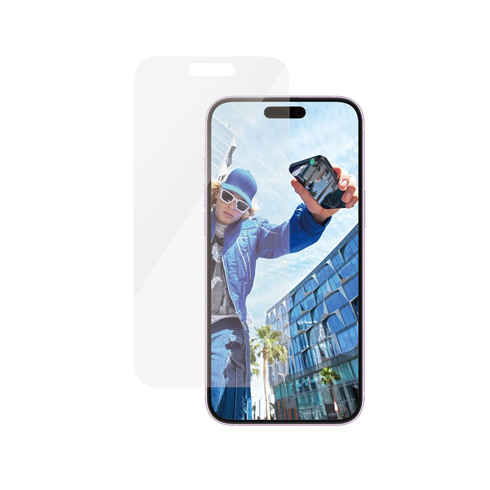 iPhone 15 Plus / 16 Plus PanzerGlass Classic Fit Skærmbeskyttelse m. EasyAligner - Platinum Strength - Gennemsigtig
