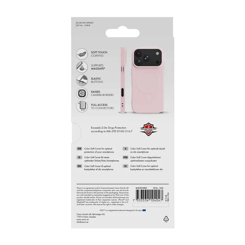 iPhone 18 Pro Max / 17 Pro Max X2O Mag Color Cover - MagSafe Kompatibel - Lyserød
