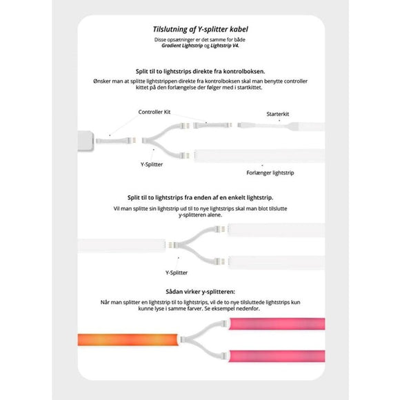 Light Solutions - Philips Hue LightStrip V4 Y-Splitter Kabel - Hvid