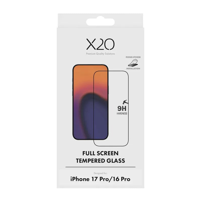 iPhone 18 Pro / 17 Pro / 16 Pro X2O Full Screen Hærdet Skærmbeskyttelsesglas - Gennemsigtig / Sort Kant