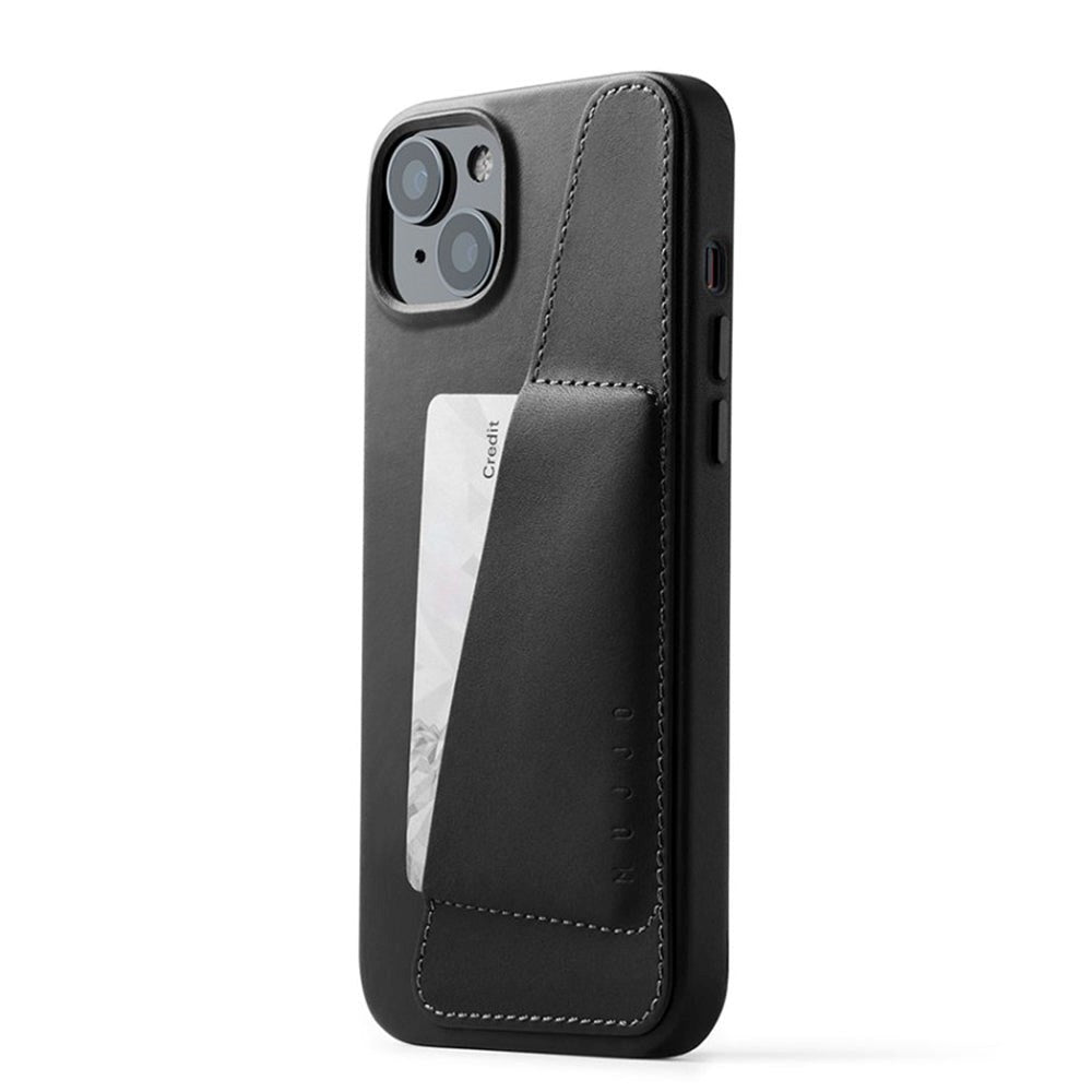 Mujjo iPhone 14 Plus Leather Wallet Case - Sort
