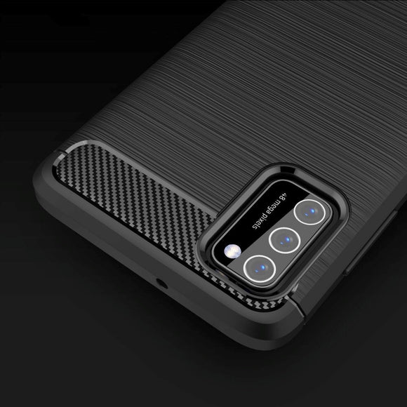 Samsung Galaxy A03s Tech-Protect Fleksibelt Plastik Carbon Cover - Sort