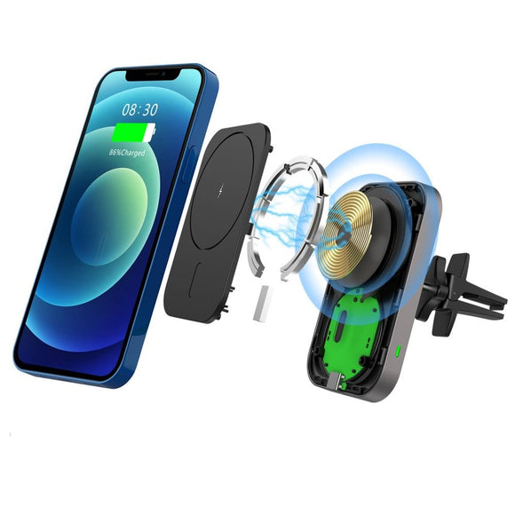 Tech-Protect CW19 Trådløs Oplader 15W til Ventilation - MagSafe Kompatibel - Sort