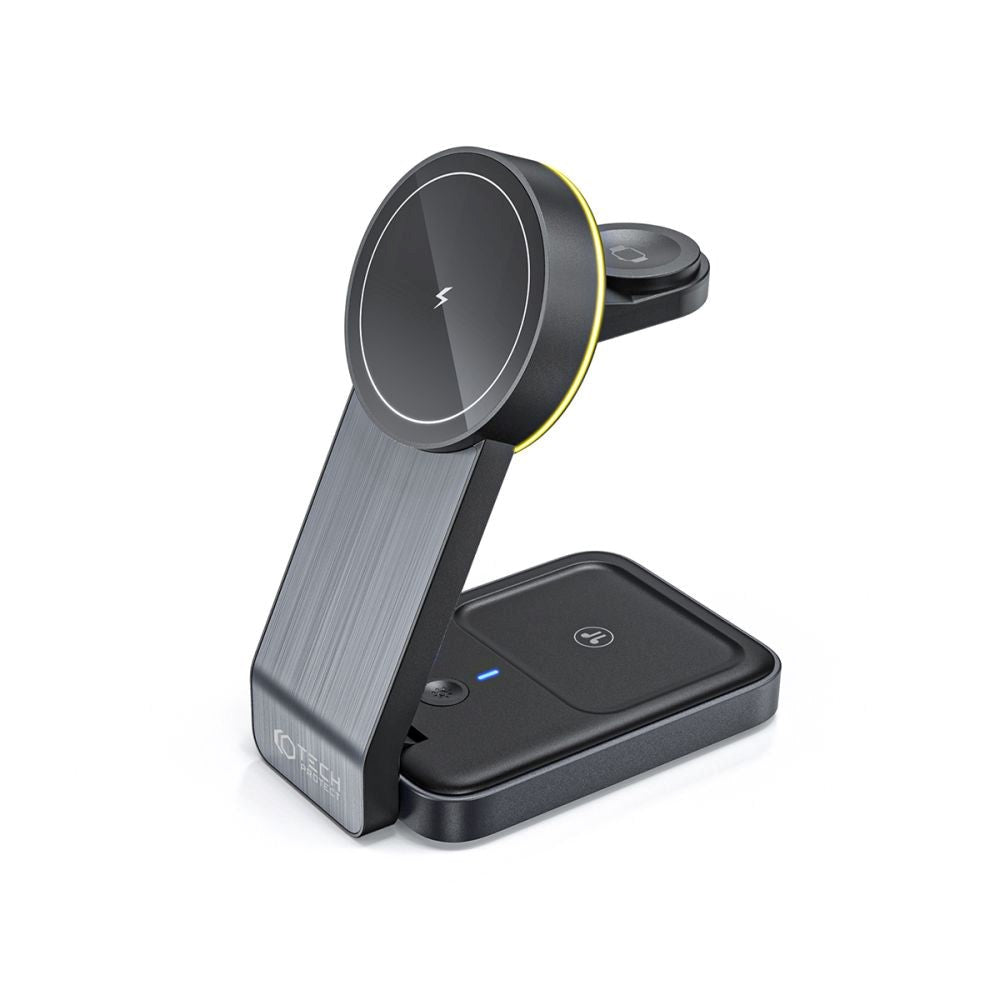 Tech-Protect QI15W-A28 3-in-1 Trådløs Oplader - Sort