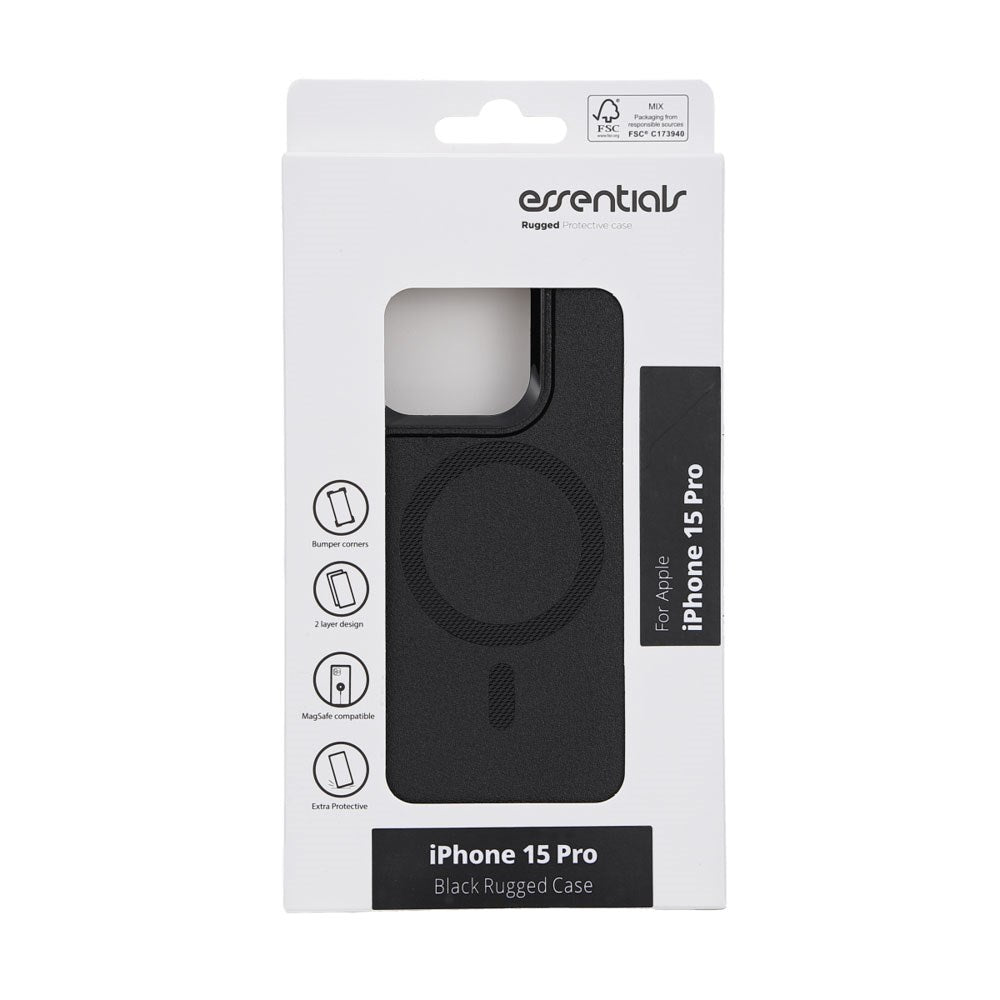 iPhone 15 Pro Essentials Rugged Cover - MagSafe Kompatibel - Sort