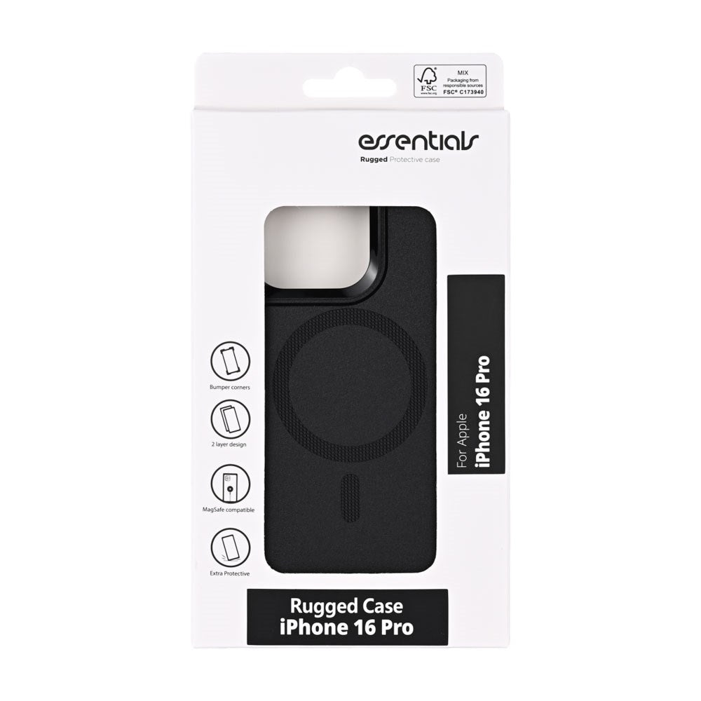 iPhone 16 Pro Essentials Rugged Cover - MagSafe Kompatibel - Sort