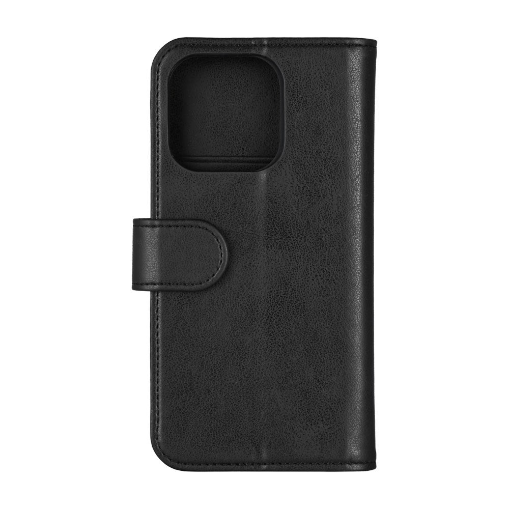 iPhone 16 Pro Essentials Kunstlæder Flip Cover m. Kortholder & Ståfunktion - Sort