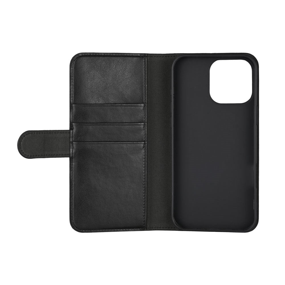 iPhone 16 Pro Max Essentials Kunstlæder Flip Cover m. Kortholder & Ståfunktion - Sort
