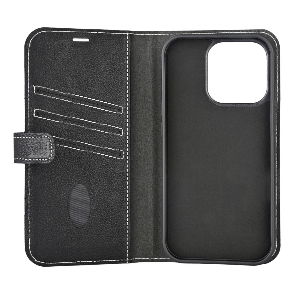 iPhone 16 Pro Essentials 2-i-1 Læder Flip Cover - MagSafe Kompatibel - Sort