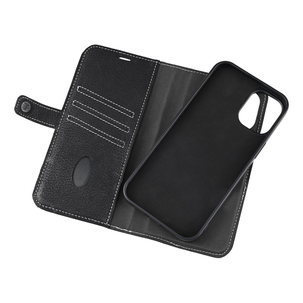 iPhone 16 Pro Essentials 2-i-1 Læder Flip Cover - MagSafe Kompatibel - Sort