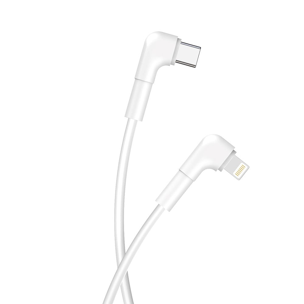 Maxlife USB-C til Lightning Vinklet Kabel 27W - 1m - Hvid