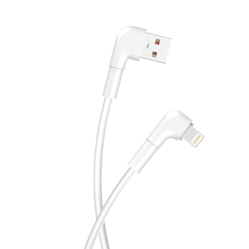 Maxlife USB-A til Lightning Vinklet Kabel 12W - 1m - Hvid