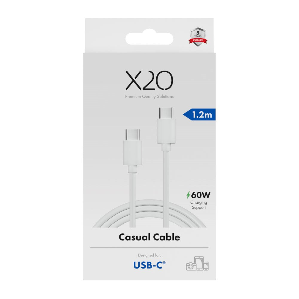 X2O Basic 60W USB-C til USB-C Kabel - 1.2m - Hvid