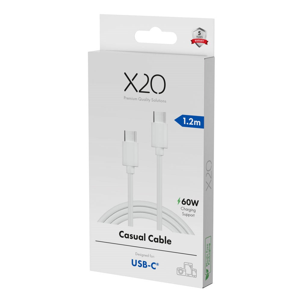 X2O Basic 60W USB-C til USB-C Kabel - 1.2m - Hvid