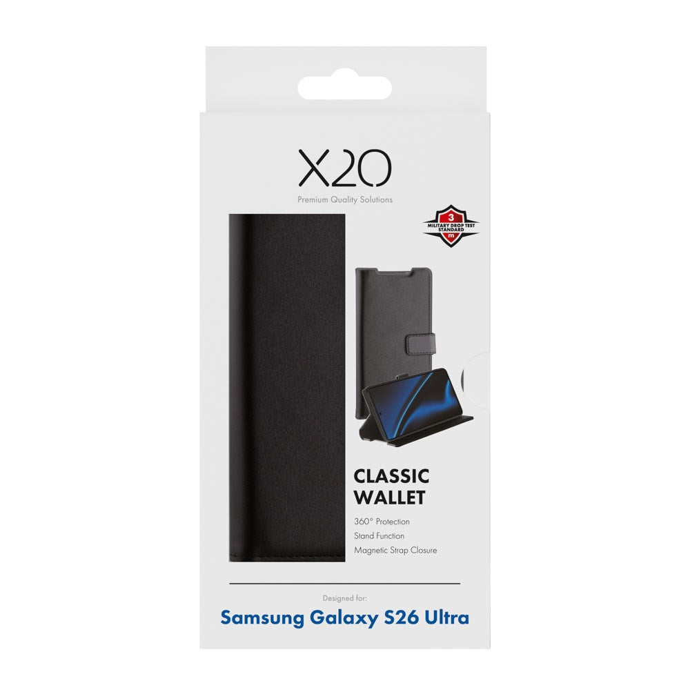 Samsung Galaxy S26 Ultra X2O Classic Wallet Flip Cover - Sort
