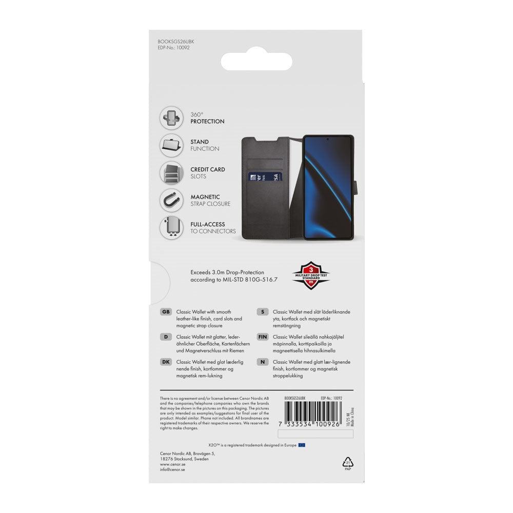 Samsung Galaxy S26 Ultra X2O Classic Wallet Flip Cover - Sort