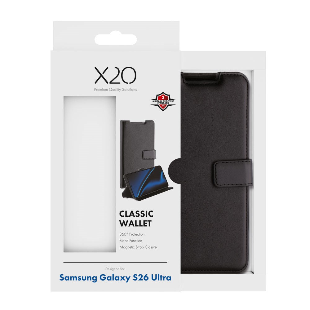 Samsung Galaxy S26 Ultra X2O Classic Wallet Flip Cover - Sort