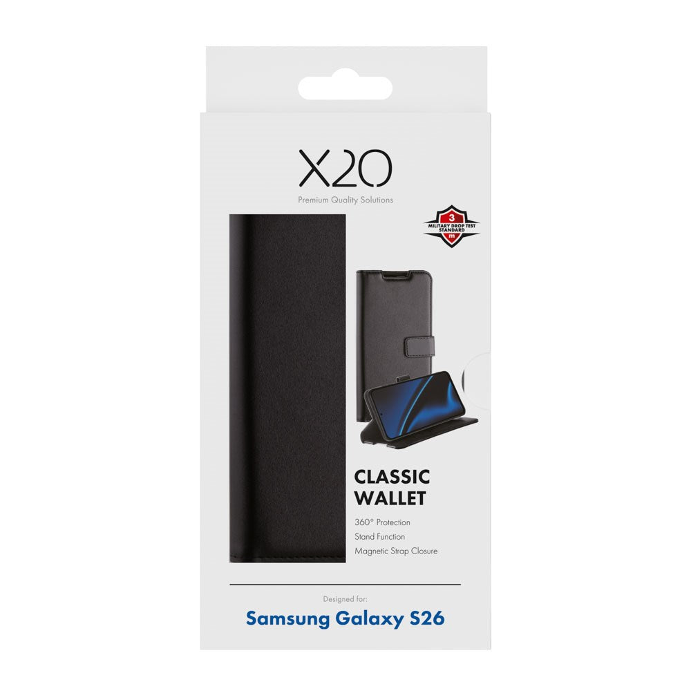 Samsung Galaxy S26 X2O Classic Wallet Flip Cover - Sort