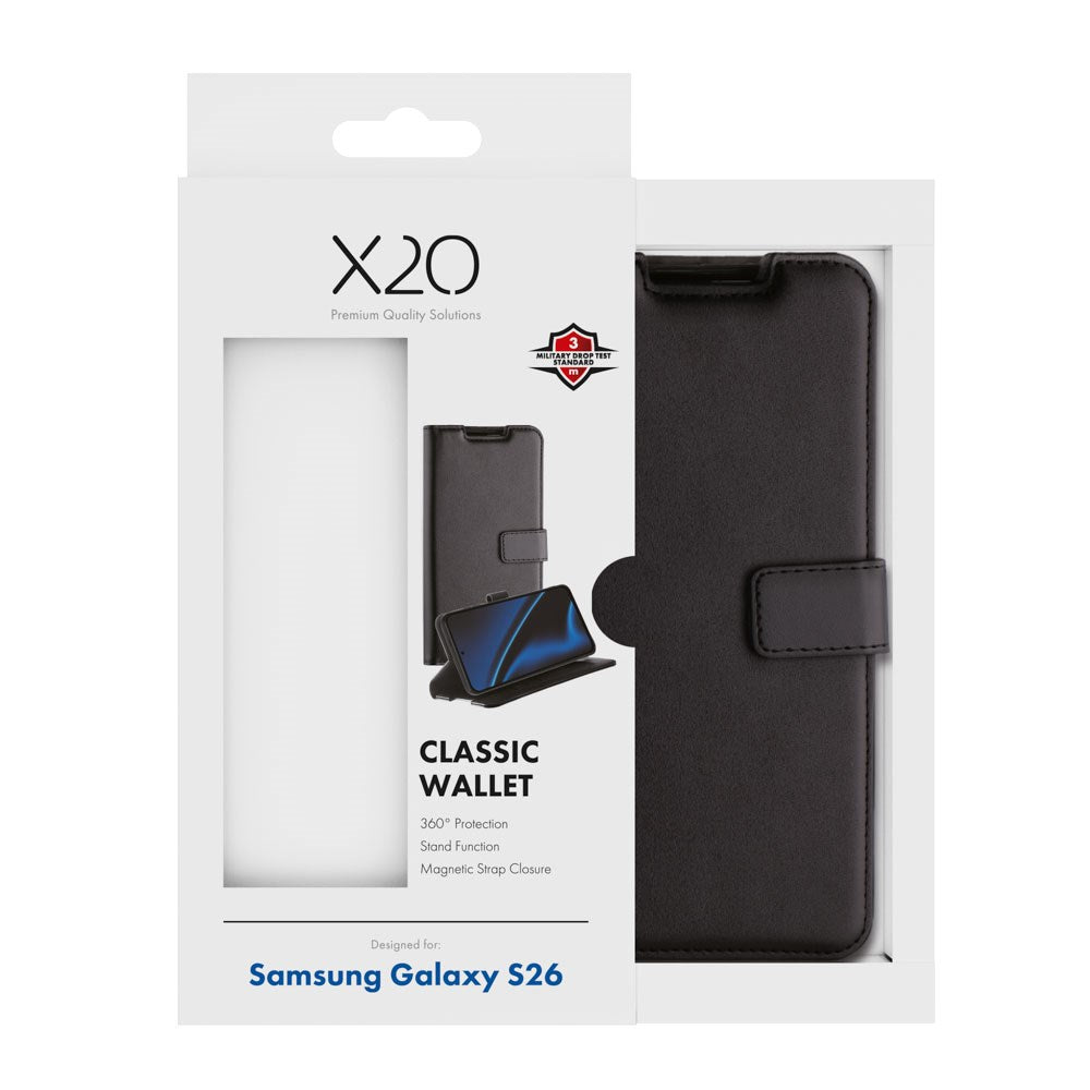 Samsung Galaxy S26 X2O Classic Wallet Flip Cover - Sort
