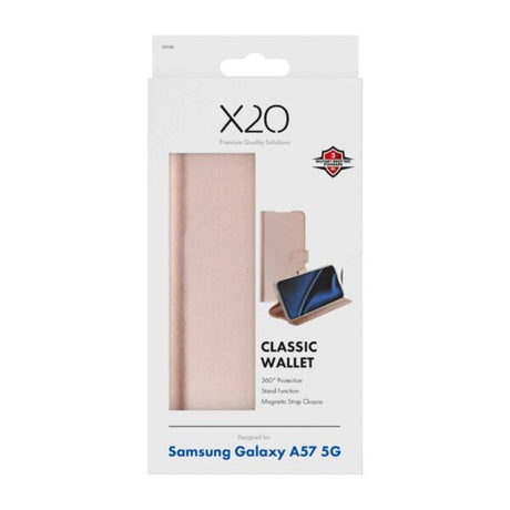Samsung Galaxy A57 X2O Classic Wallet Flip Cover - Rose Gold