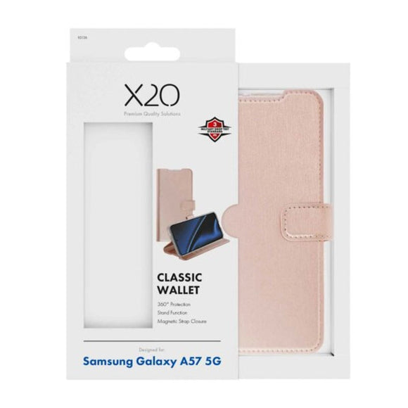 Samsung Galaxy A57 X2O Classic Wallet Flip Cover - Rose Gold
