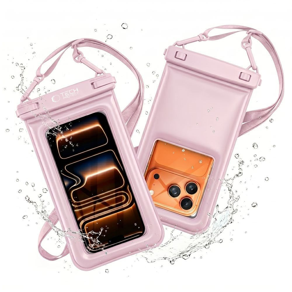 Tech-Protect Flydende Vandtæt Case - Maks.: 185 x 110mm - Lyserød