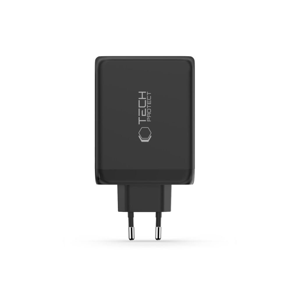 Tech-Protect 200W Vægoplader m. 3x USB-C & 1x USB-A - Sort