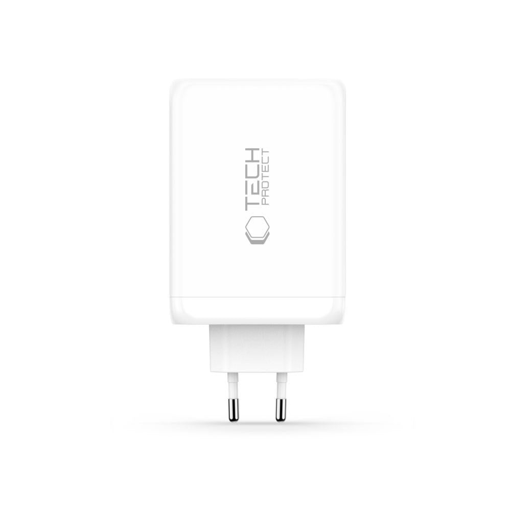Tech-Protect 240W Vægoplader m. 3x USB-C & 1x USB-A - Hvid