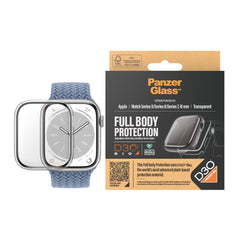 PanzerGlass Apple Watch 9/8/7 (41mm) Full Body D3O Bio Protection Cover + Indbygget Skærmbeskyttelse - Gennemsigtigt m. Sort Kant