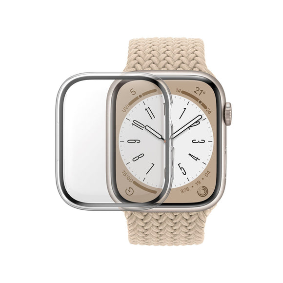 PanzerGlass Apple Watch 9/8/7 (45mm) Full Body D3O Bio Protection Cover + Indbygget Skærmbeskyttelse - Gennemsigtigt m. Sort Kant