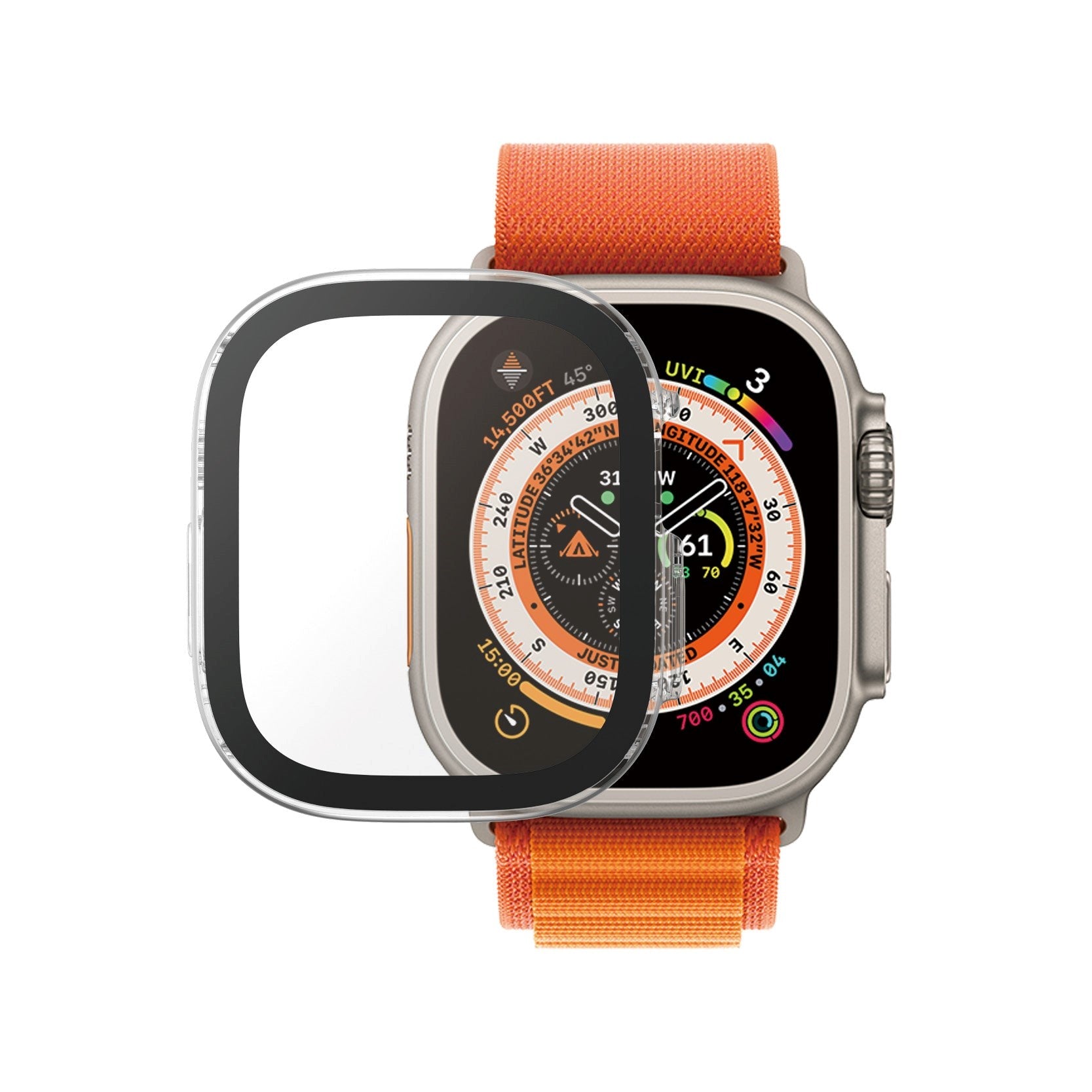PanzerGlass Apple Watch Ultra 3/2/1 (49mm) Full Body D3O Bio Protection Cover + Indbygget Skærmbeskyttelse - Gennemsigtigt m. Sort Kant