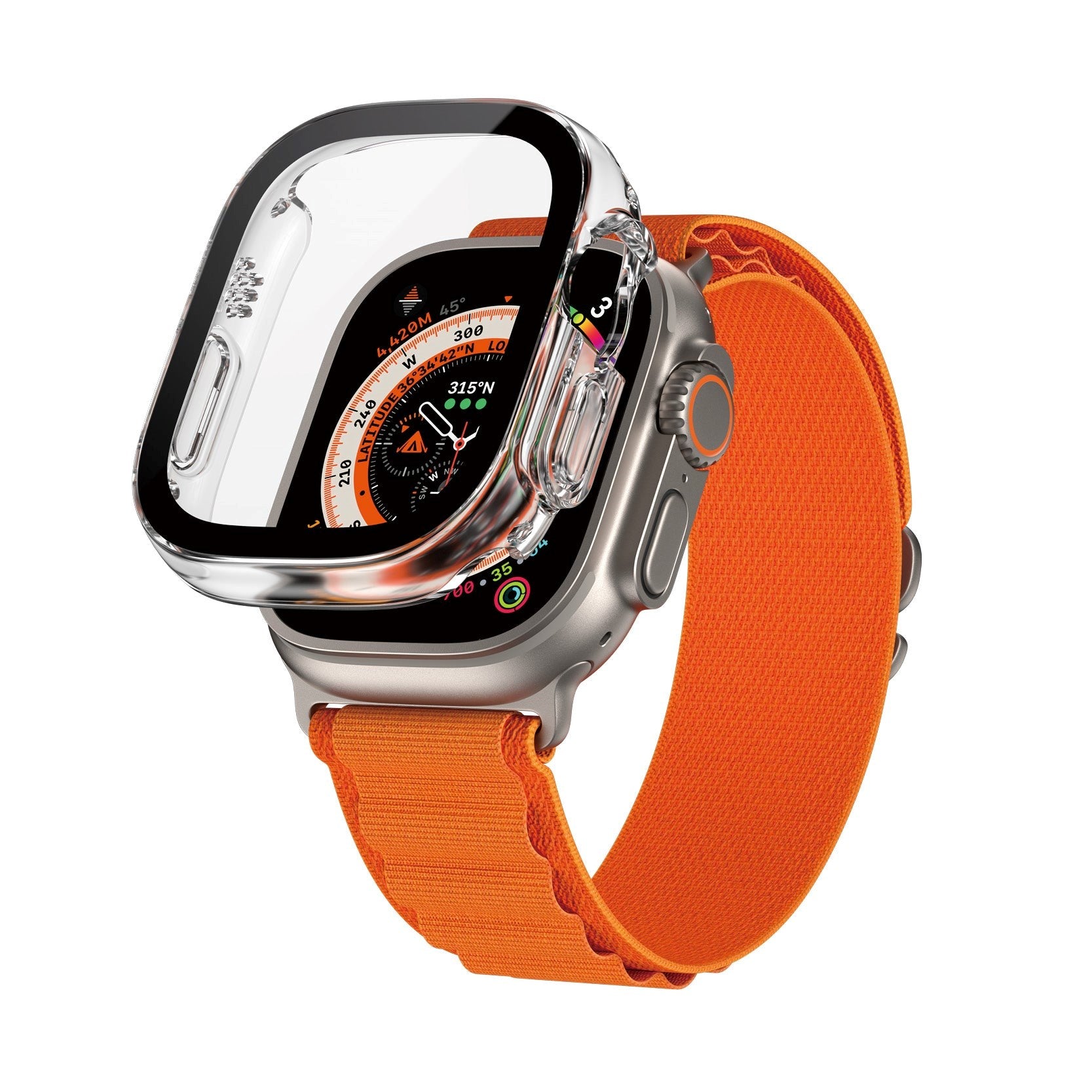PanzerGlass Apple Watch Ultra 3/2/1 (49mm) Full Body D3O Bio Protection Cover + Indbygget Skærmbeskyttelse - Gennemsigtigt m. Sort Kant