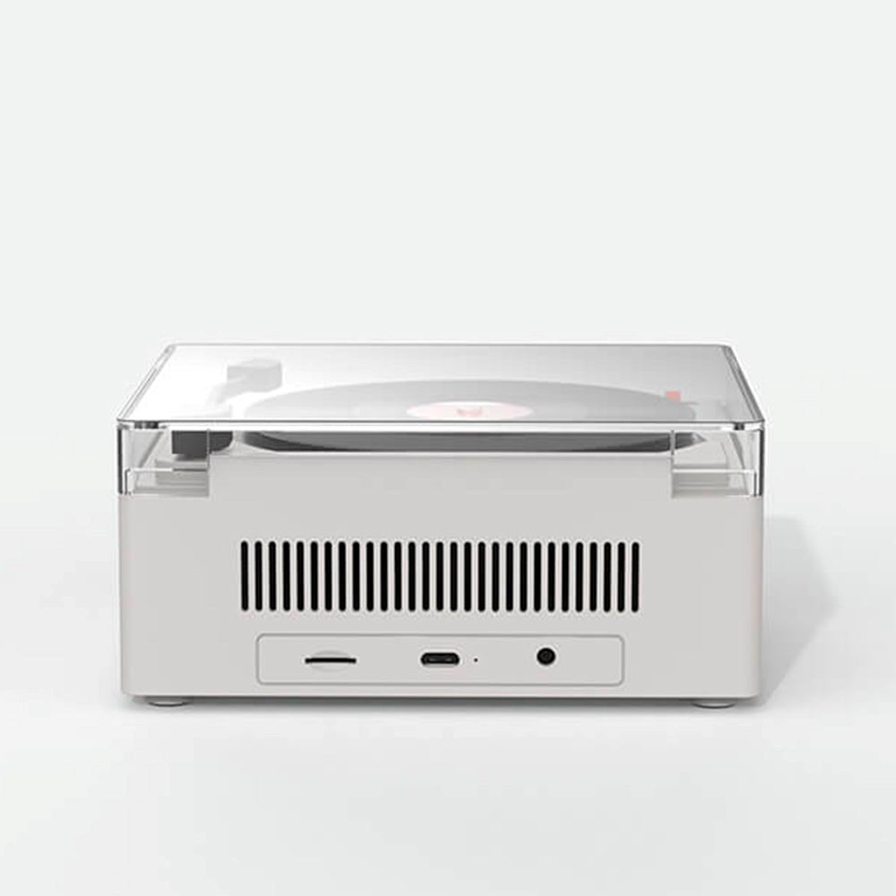 MOB - Bluetooth Højtaler m. Vækkeur - Vinyl Retro - Grå