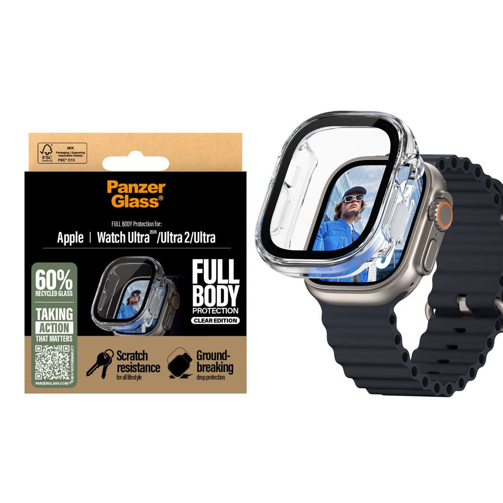PanzerGlass Apple Watch Ultra 3/2/1 (49mm) Snappie Full Body Cover m. Indbygget Skærmbeskyttelse - Transparent