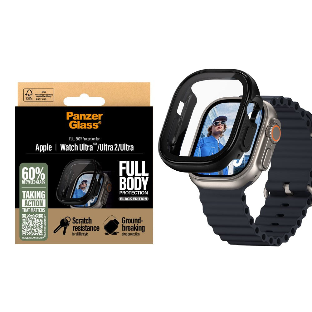 PanzerGlass Apple Watch Ultra 3/2/1 (49mm) Snappie Full Body Cover m. Indbygget Skærmbeskyttelse - Sort