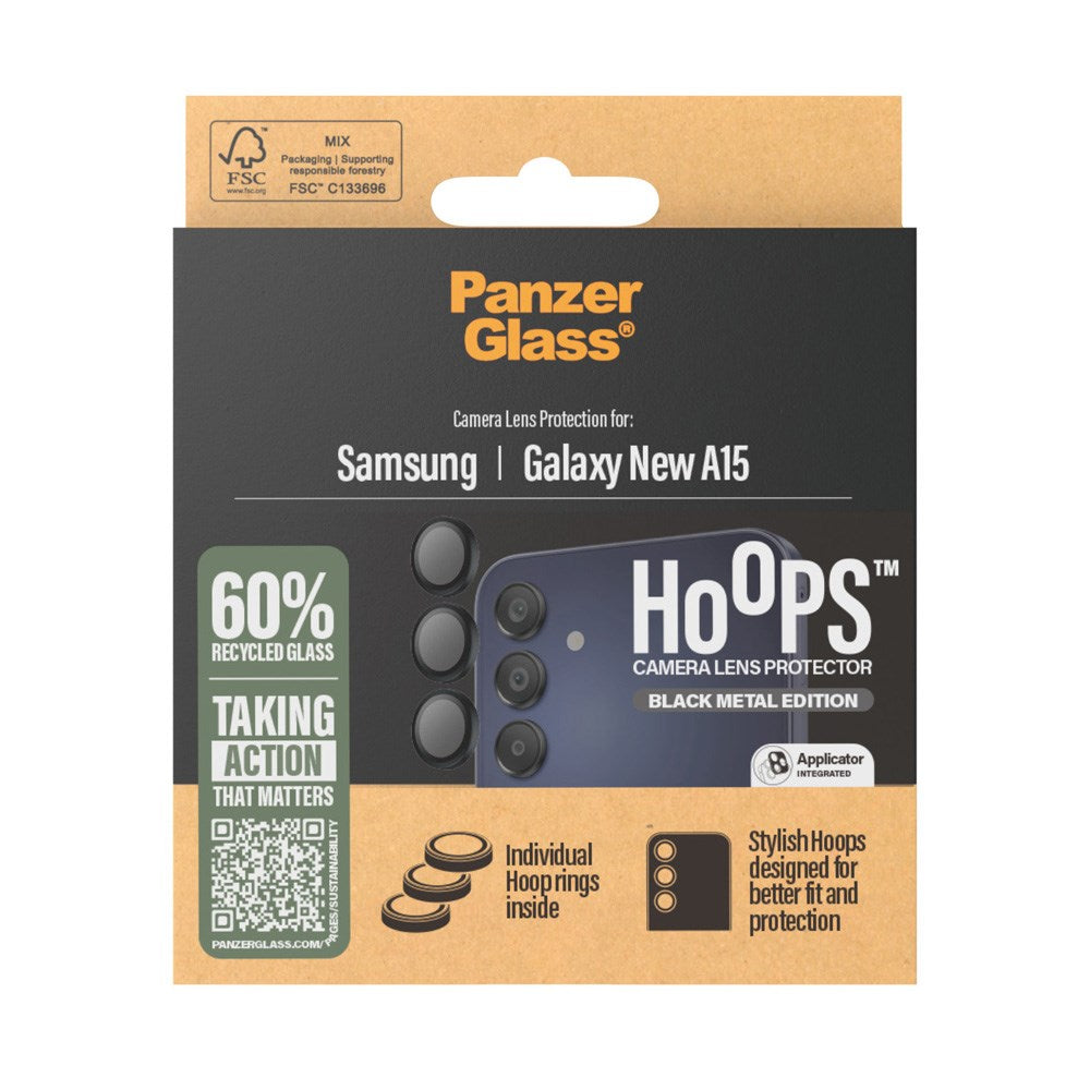 Samsung Galaxy A16 PanzerGlass Hoops - Kamerabeskyttelse - Gennemsigtig / Sort